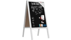 Lavagna per gesso con cavalletto bianco pastello bifacciale 118x61 cm