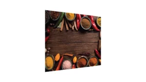 Paraschizzi in vetro per cucina SPEZIE ORIENTALI E LEGNO 60x65 cm Pannello di protezione per fornelli schizzi decorativa