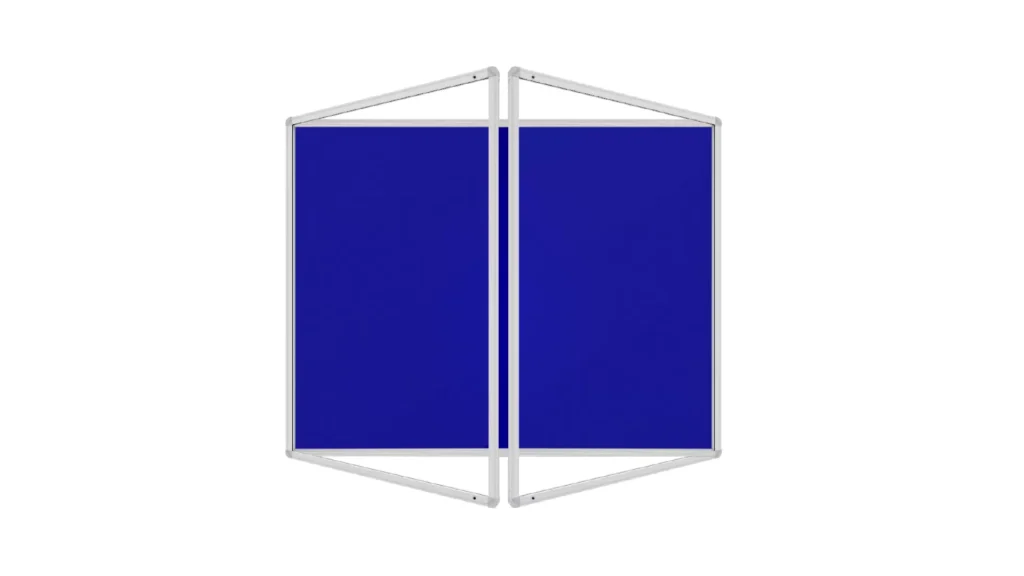 Bacheca portavvisi in feltro blu 240×120 cm anta e struttura in alluminio