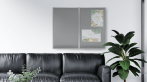Bacheca portavvisi in feltro grigio 240x120 cm anta e struttura in alluminio