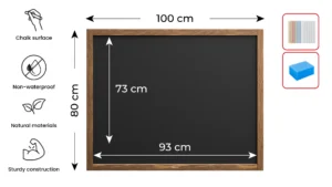 Lavagna nera da gesso in cornice di legno 100x80 cm
