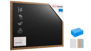 Lavagna nera da gesso RESISTENTE ALL’ACQUA in cornice di legno 120x90 cm