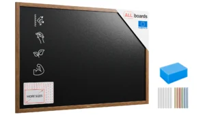 Lavagna nera da gesso RESISTENTE ALL’ACQUA in cornice di legno 150x100 cm