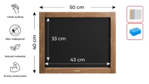 Lavagna nera da gesso in cornice di legno 50x40  cm