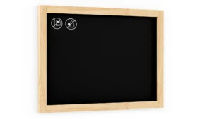 Lavagna nera con cornice in legno naturale 70x50 cm