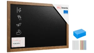 Lavagna nera da gesso RESISTENTE ALL’ACQUA in cornice di legno 90x60 cm