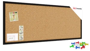 Bacheca in sughero 100x40 cm cornice in legno NERA + GRATIS