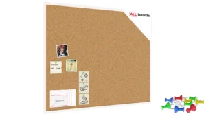 Lavagna in Sughero con Cornice Bianco in Legno 100x80 cm, Bacheca Sughero per Puntine Spille Memoboard + GRATIS