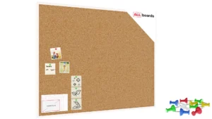 Lavagna in Sughero con Cornice Bianco in Legno 120x90cm, Bacheca Sughero per Puntine Spille Memoboard + GRATIS