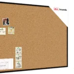 Lavagna in Sughero con Cornice Nero in Legno 120x90cm, Bacheca Sughero per Puntine Spille Memoboard + GRATIS