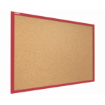 Lavagna in Sughero con Cornice Rossa in Legno 120x90 cm, Bacheca Sughero per Puntine Spille Memoboard