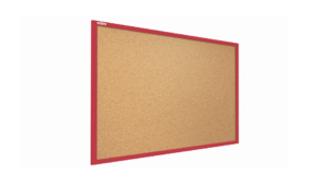 Lavagna in Sughero con Cornice Rossa in Legno 120x90 cm, Bacheca Sughero per Puntine Spille Memoboard
