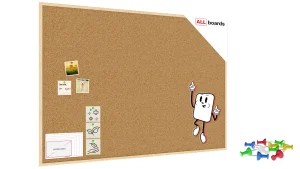 Bacheca in sughero (cornice in legno) 150x100 cm + ACCESSORI