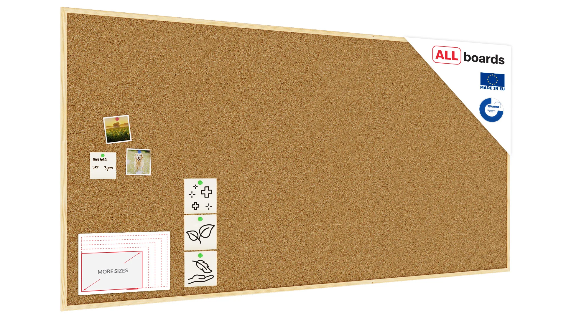 Bacheca in sughero (cornice in legno) 200x100 cm
