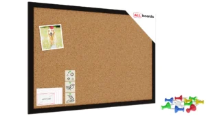 Bacheca in sughero (cornice in legno nero) 60x40 cm + GRATIS