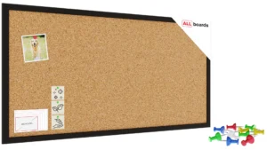 Bacheca in sughero 80x40 cm cornice in legno NERA + GRATIS