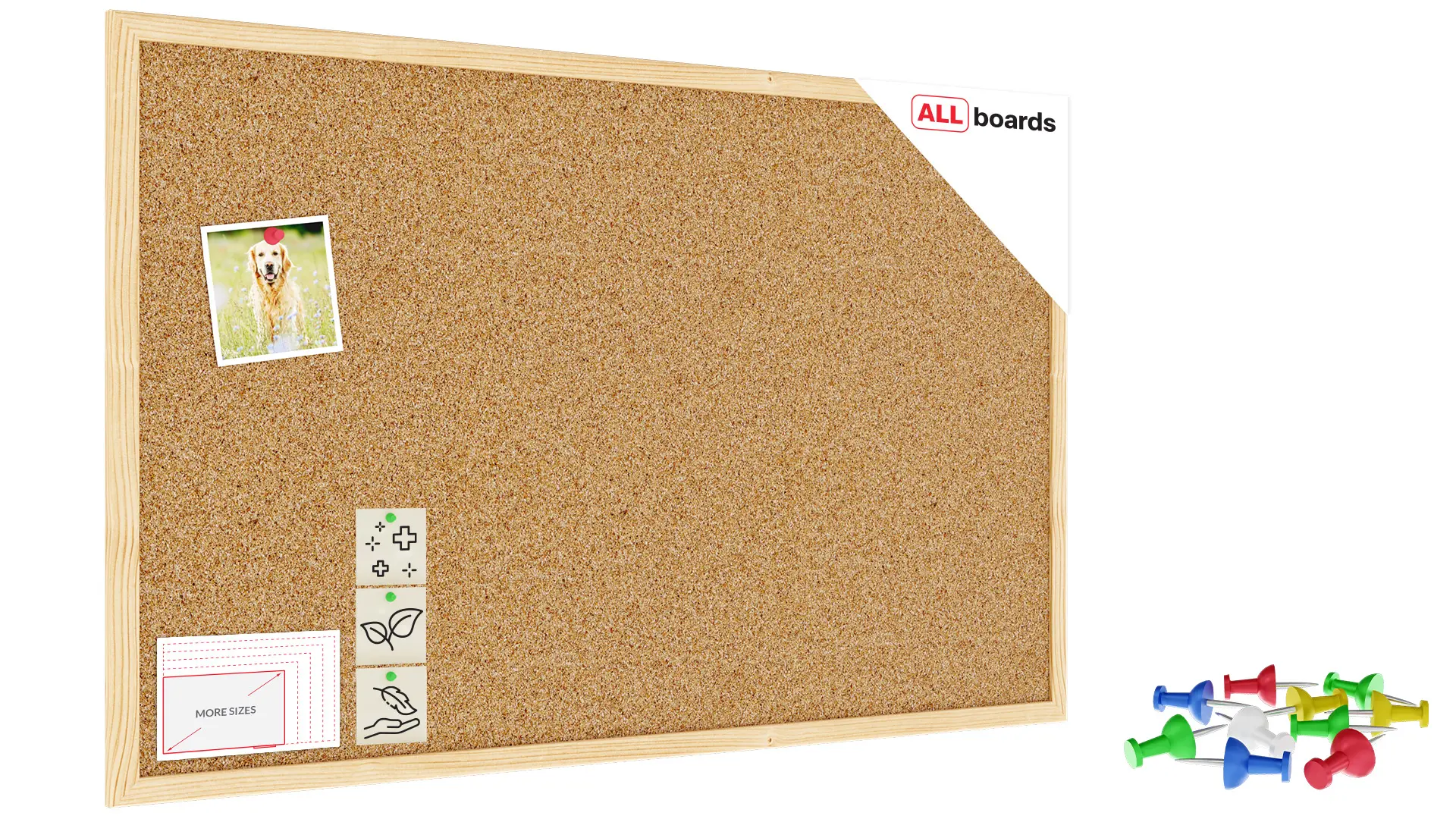 Bacheca in sughero (cornice in legno) 80x60 cm + GRATIS