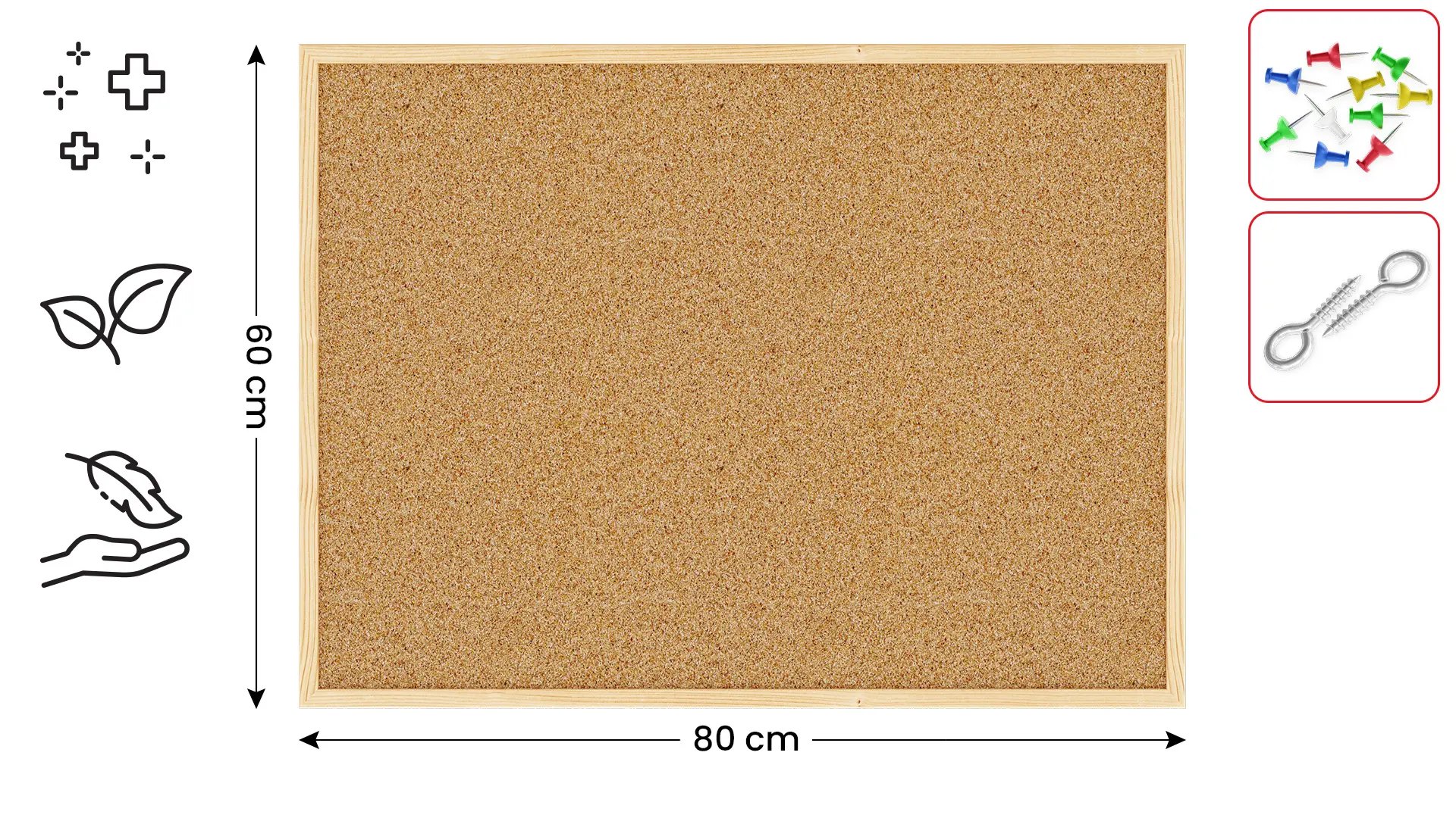 Bacheca in sughero (cornice in legno) 80x60 cm + GRATIS - immagine 2