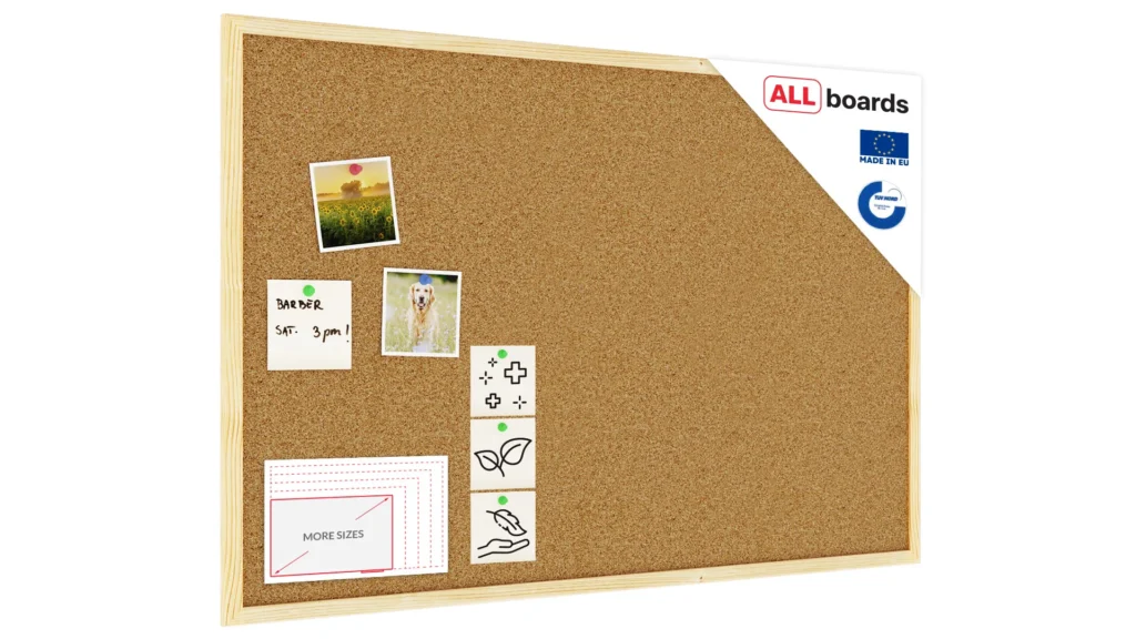 Bacheca in sughero (cornice in legno) 90×60 cm
