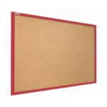Lavagna in Sughero con Cornice Rossa in Legno 90x60cm, Bacheca Sughero per Puntine Spille Memoboard