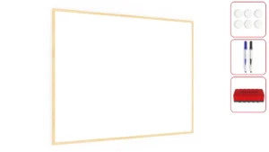 Lavagna magnetica cancellabile a secco bianca con cornice in legno 120x90 cm