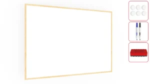 Lavagna magnetica cancellabile a secco bianca con cornice in legno 150x100 cm