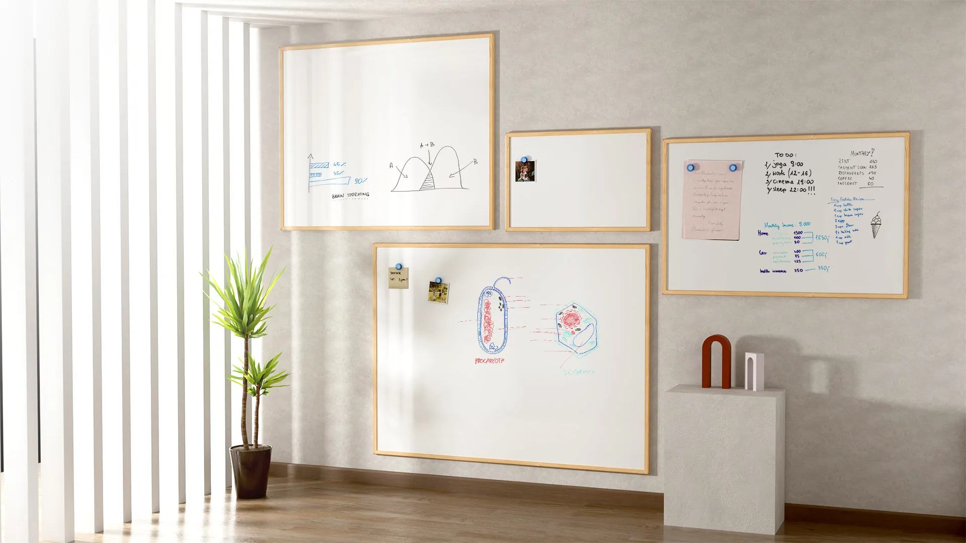 Lavagna magnetica cancellabile a secco bianca con cornice in legno 180x120 cm - immagine 8