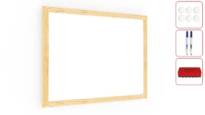 Lavagna magnetica cancellabile a secco bianca con cornice in legno 30x40 cm