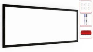 Lavagna Magnetica Cancellabile a Secco Bianca con Cornice Nero in Legno 30x70 cm