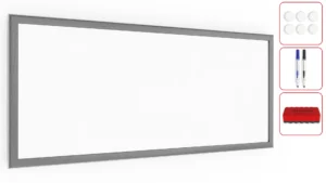 Lavagna Magnetica Cancellabile a Secco Bianca con Cornice Argento in Legno 30x70cm