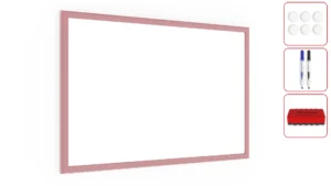 Lavagna Magnetica Cancellabile a Secco Bianca con Cornice Rosa in Legno 60x40 cm