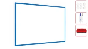 Lavagna Magnetica Cancellabile a Secco Bianca con Cornice Blu in Legno 90x60 cm