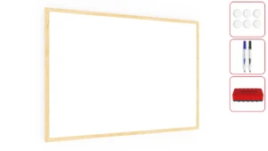 Lavagna magnetica cancellabile a secco bianca con cornice in legno 90x60 cm