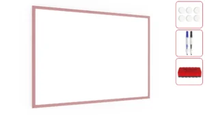 Lavagna Magnetica Cancellabile a Secco Bianca con Cornice Rosa in Legno 90x60 cm