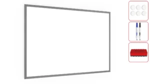 Lavagna Magnetica Cancellabile a Secco Bianca con Cornice Argento in Legno 90x60cm