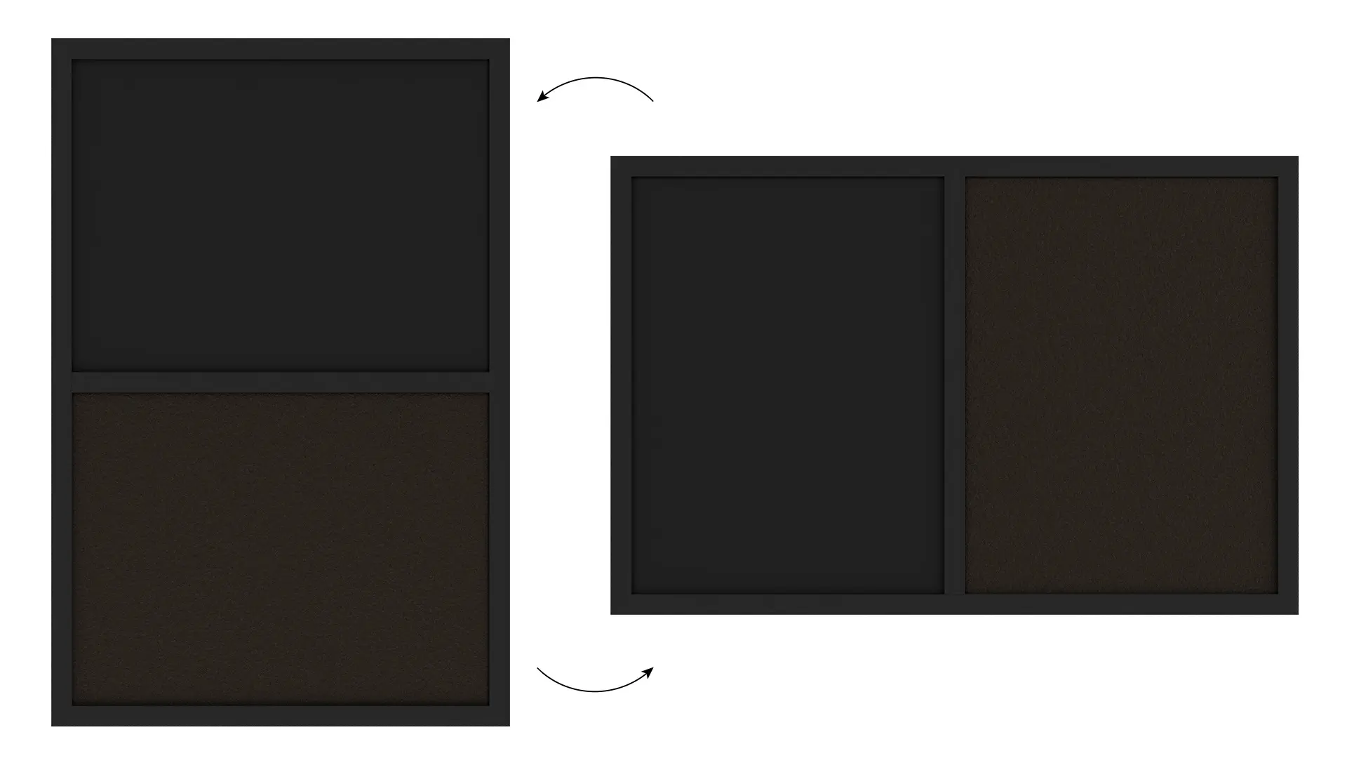 Lavagna in sughero COMBI sughero nero / magnetica nera 60x40 cornice in legno laccato nero - immagine 5