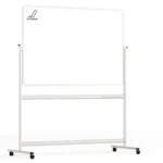 Lavagna magnetica SMALTATA cancellabile a secco mobile a due lati su supporto orientabile con rotelle 150x100 cm