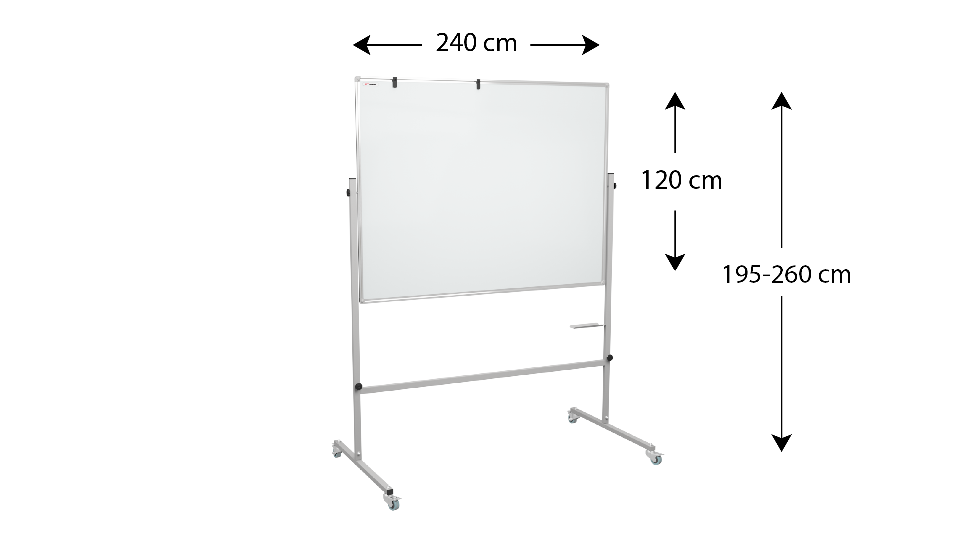 Lavagna magnetica cancellabile a secco mobile a due lati e supporto orientabile su rotelle 240x120 cm INDUSTRIALE - immagine 4