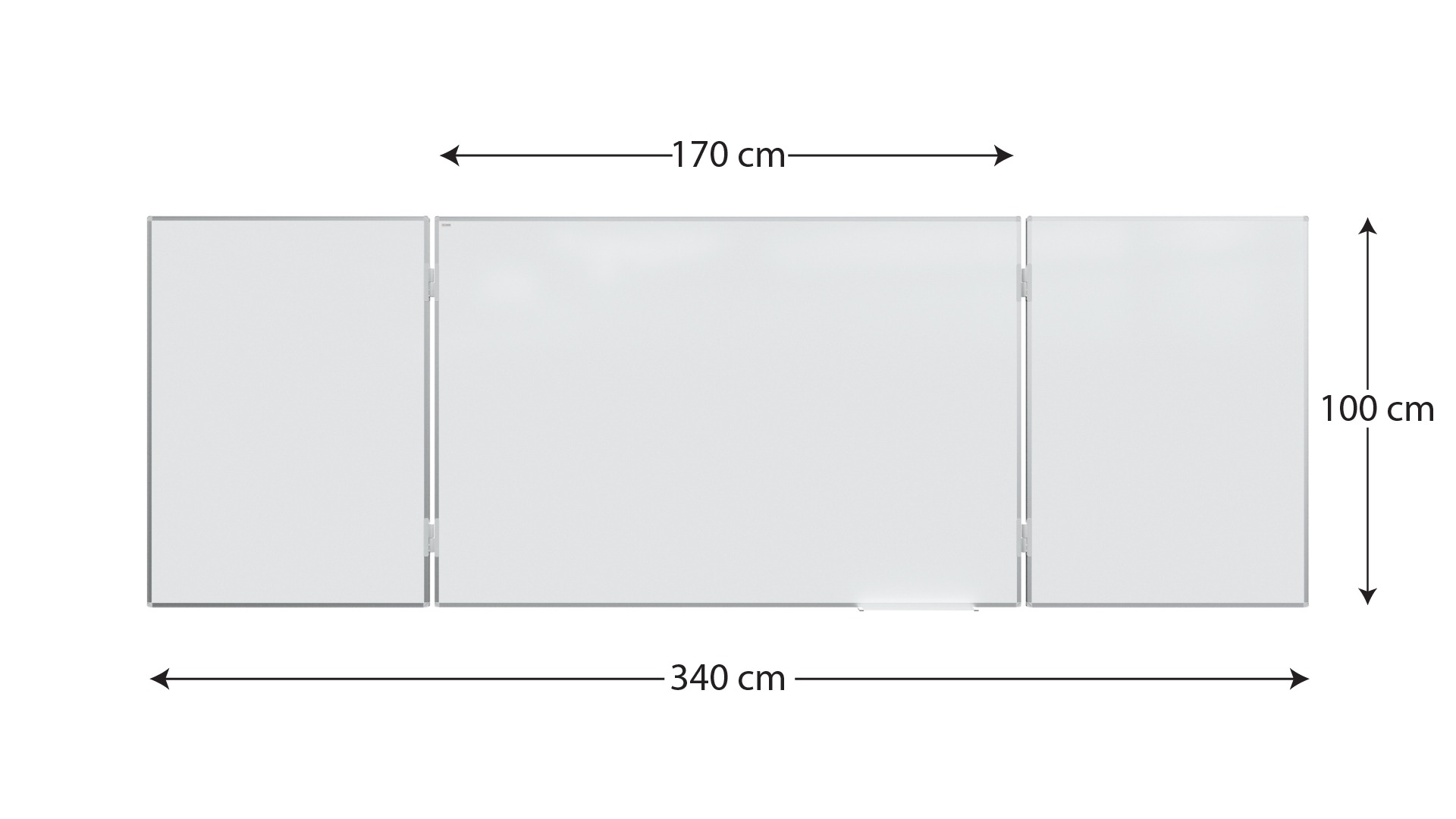 Lavagna magnetica SMALTATA cancellabile a secco bianca "trittico" 100x170 // 340 cm - immagine 4