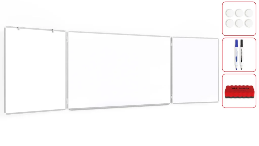 Lavagna magnetica cancellabile a secco bianca "trittico" 120x200 //400 cm