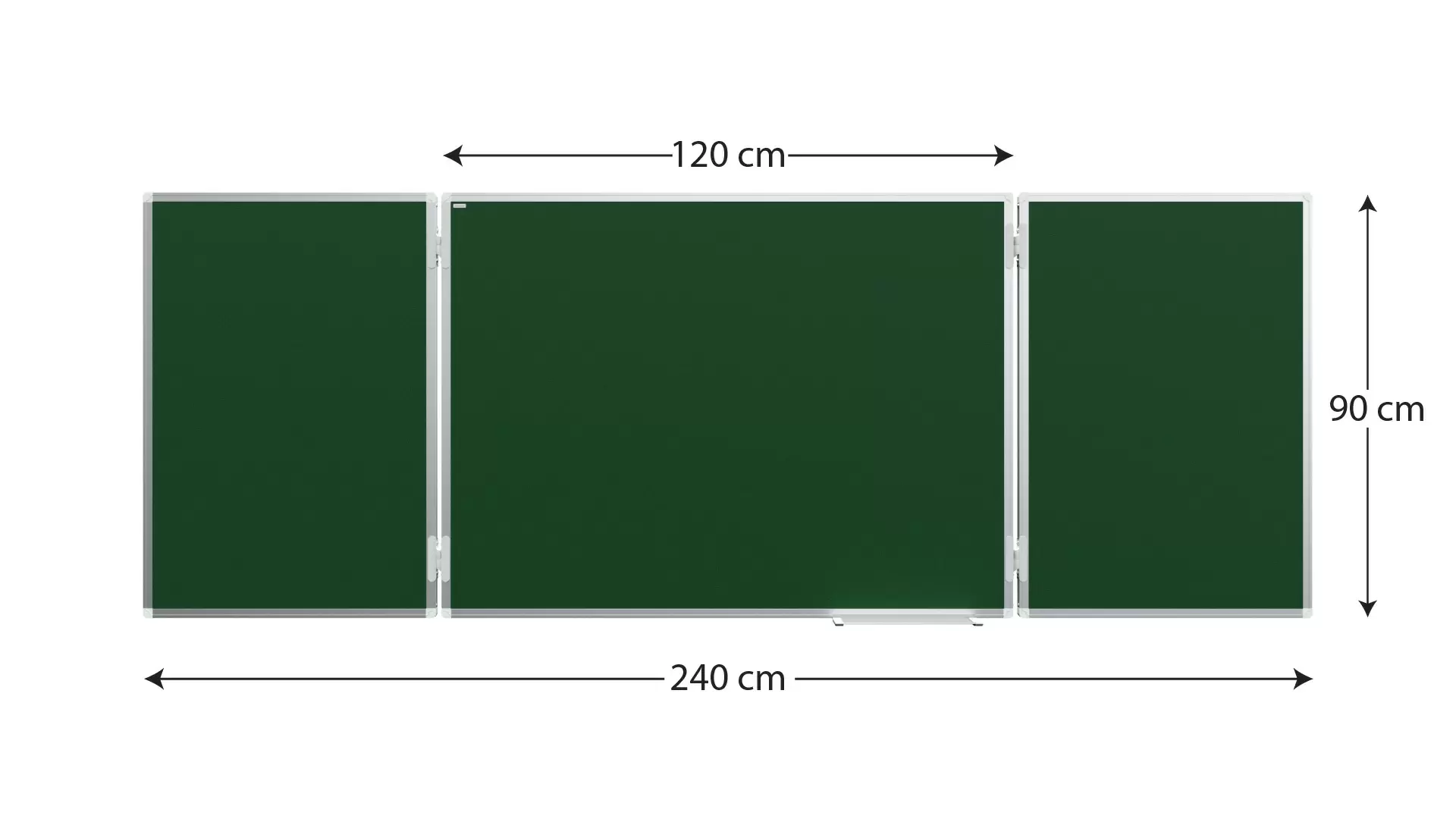 Lavagna Verde Per Gesso, Magnetica a Trittico 120x90cm//240cm con Cornice in Alluminio - immagine 4