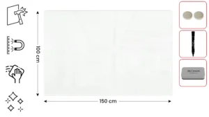 Lavagna in vetro bianca magnetica 150x100 cm CLASSIC + GRATIS