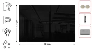 Lavagna in vetro nera magnetica 60x40 cm CLASSIC + GRATIS