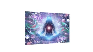 LAVAGNA IN VETRO MAGNETICA CON STAMPA MOTIVO YOGA ZEN E LOTO 90X60