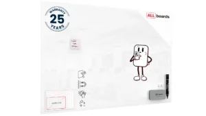 Lavagna in vetro magnetica 150x100 cm Premium SUPERWHITE + GRATIS