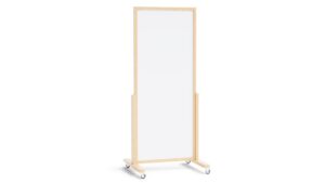 Lavagna bianca magnetica verticale con ruote VERT 167x73 cm con cornice in legno naturale