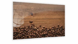 Lavagna in Vetro Magnetica Scrivibile 60x40cm con Stampa LEGNO CAFFE' Memoboard Decorazione Quadro