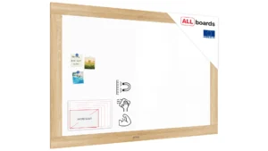 Lavagna magnetica cancellabile PREMIUM 150x100 cm con cornice in legno massiccio color rovere