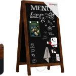 Lavagna per gesso a cavalletto bifacciale 80×45 cm resistente all'acqua MARRONE CLASSICO + ACCESSORI
