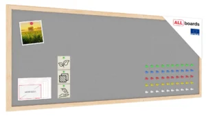 Lavagna in feltro 100x40 cm GRIGIO con cornice in legno